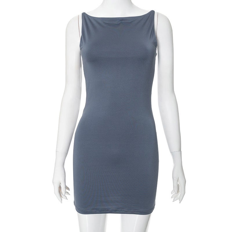 Elegant Solid Color Sleeveless Bodycon Mini Dress for Women Summer - Image 3