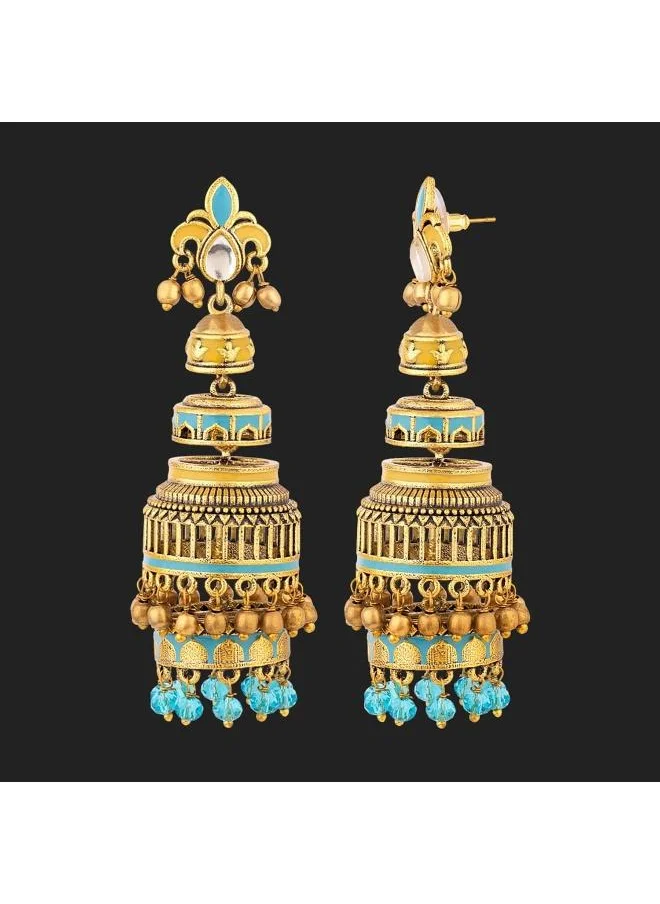 فويلا Gwalior Gold Toned Layered Jhumka Earrings