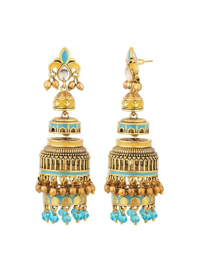 فويلا Gwalior Gold Toned Layered Jhumka Earrings
