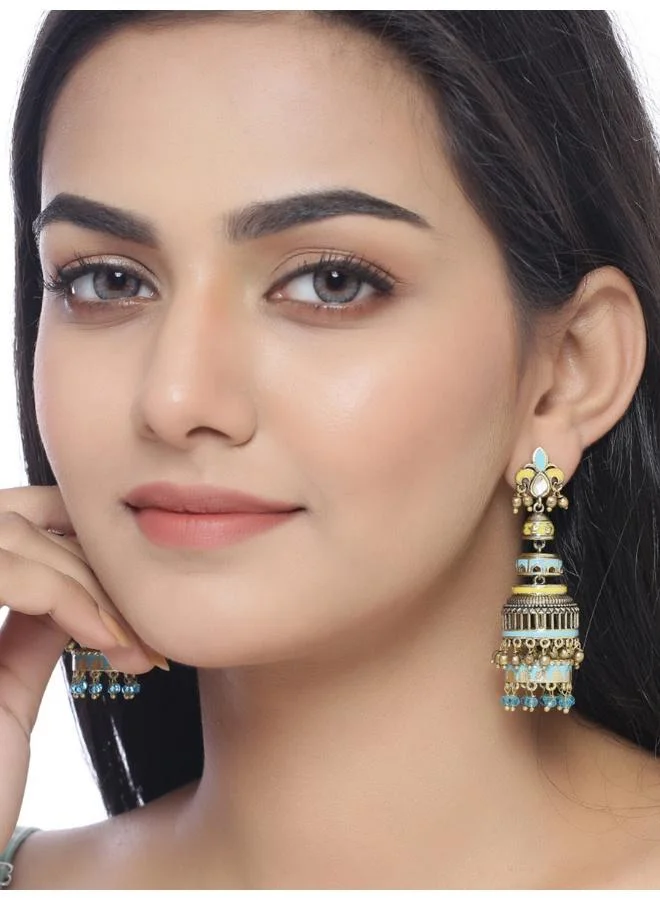 فويلا Gwalior Gold Toned Layered Jhumka Earrings