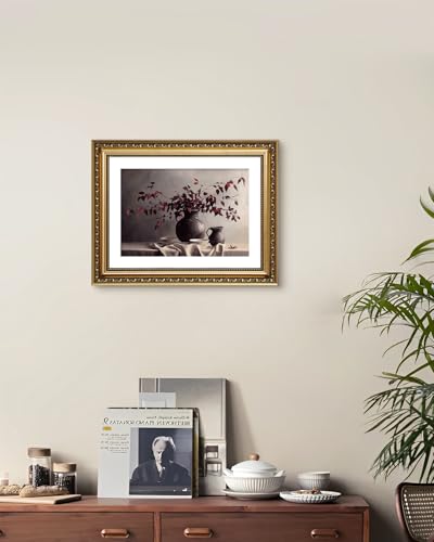 ARPEOTCY Vintage Gold Framed Wall Art Decor, 11x14 Inch Vase Still Life Painting Artwork, Classical Canvas Wall Art for Living Room Bedroom, Antique Farmhouse Kitchen Decor - Image 2