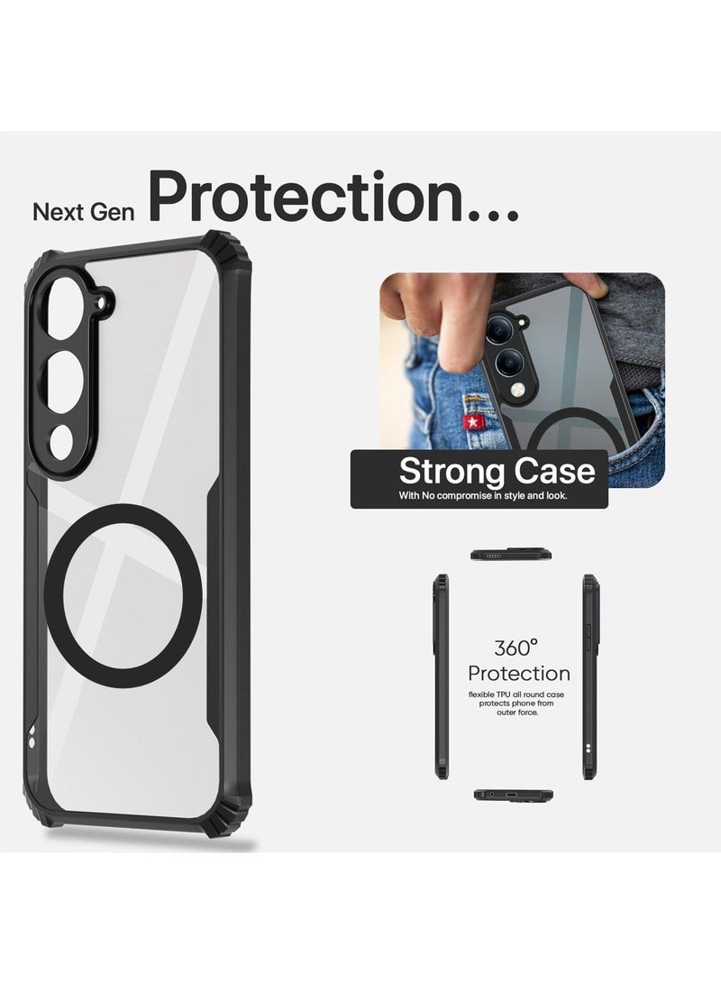 Techie غطاء Vivo Y29s 5G - غطاء TPU مع حماية الكاميرا ومضاد للاصفرار وظهر شفاف ومصدات صدمات وزوايا هوائية ودعم حلقة معدنية مغناطيسية - أسود شفاف - Image 5