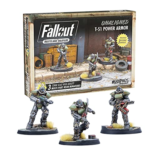 Modiphius Fallout Wasteland Warfare Unaligned T51 Power Armour Brown - Image 1