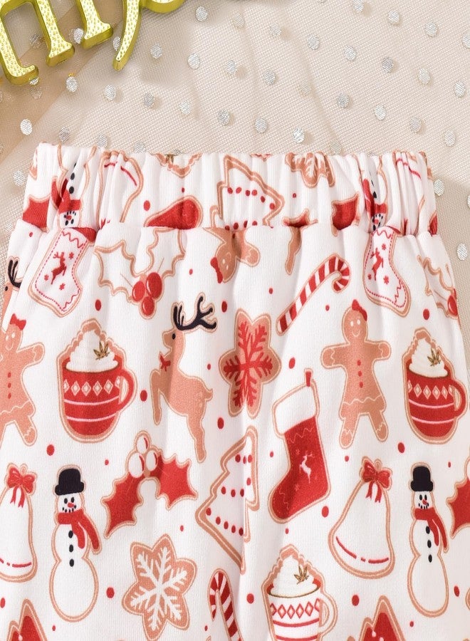 KOZBY Preemie Baby Girl My First Christmas Clothes Xmas Santa Doll Collar Long Sleeve Outfits Pant Sets Red - Image 5