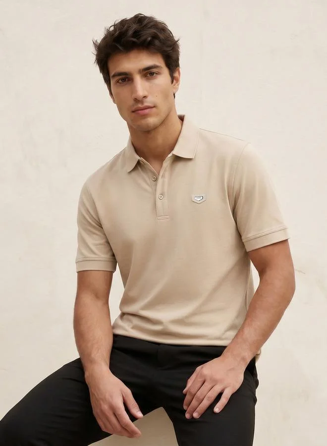 Iconic Iconic Short Sleeves Applique Mercerised Polo T-Shirt
