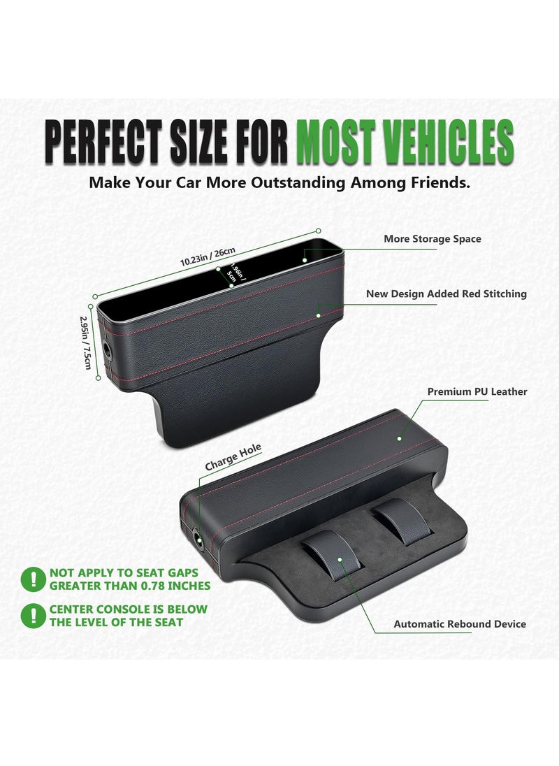 KASTWAVE - Car Side Seat Gap Filler, 2 Pack Multifunctional Car Seat Organizer, Auto Seat Organizer Car Seat Gap Filler Organizer Storage Box Back Seat Console, Side Seat Organizer Front Seat Hold Phones, Coins - Image 1