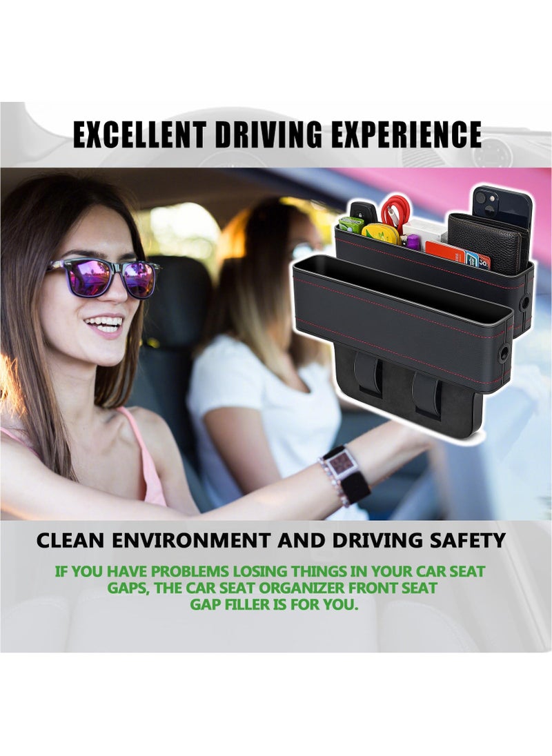KASTWAVE - Car Side Seat Gap Filler, 2 Pack Multifunctional Car Seat Organizer, Auto Seat Organizer Car Seat Gap Filler Organizer Storage Box Back Seat Console, Side Seat Organizer Front Seat Hold Phones, Coins - Image 1