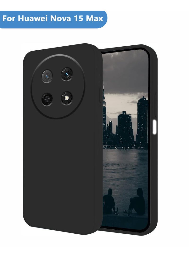 QIRG Compatible with Huawei Nova 15 Max Case Silicone with Soft Microfiber Lining, Phone Case for Huawei Nova 15 Max Slim Dark Shockproof Bumper Cover (Black) - Image 1