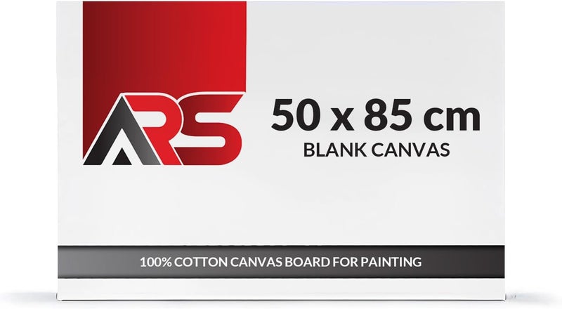 ARS Blank Canvas 50 x 85 cm White - this premium-quality canvas 100% Cotton Artist Canvas Boards For Painting, Acrylic Pouring, Oil Paint Dry & Wet Art Media - Image 1