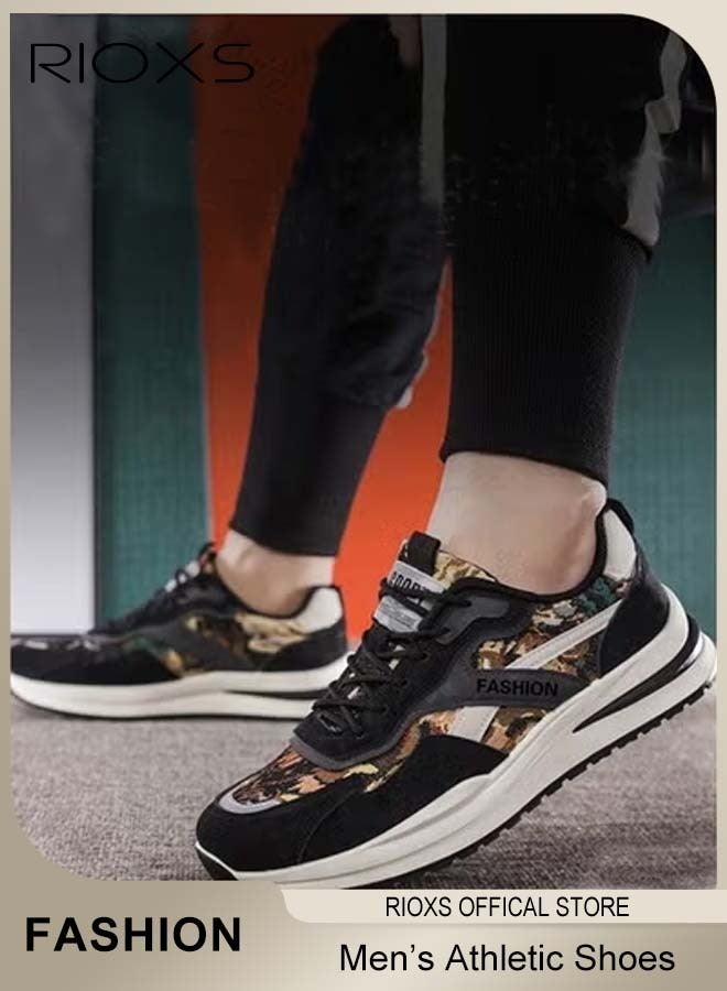 RIOXS Men's Low-Top Sneaker, Fashion Casual Athletic Shoes, Comfort Breathable Sports Shoes For Men, Anti-Slip Fitness Shoes, Classic Trendy Outdoor Trainning Shoes For Running Jogging Walking Hiking Travel  - Image 1