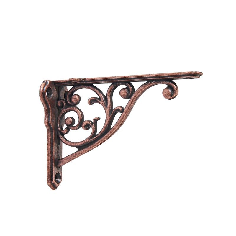 CABDM Ornate Decorative Shelf Brackets 5x35 inch Small Wall Mounted Shelving Bracket 4 Pack Antique Copper Vintage Shelf Bracket Victorian Wall Bracket 4 Antique Copper - Image 2