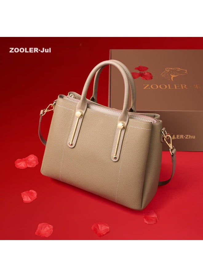 Zooler Women's Cowhide Leather Handbag Mother's Day Gift Practical Gift Box Pack