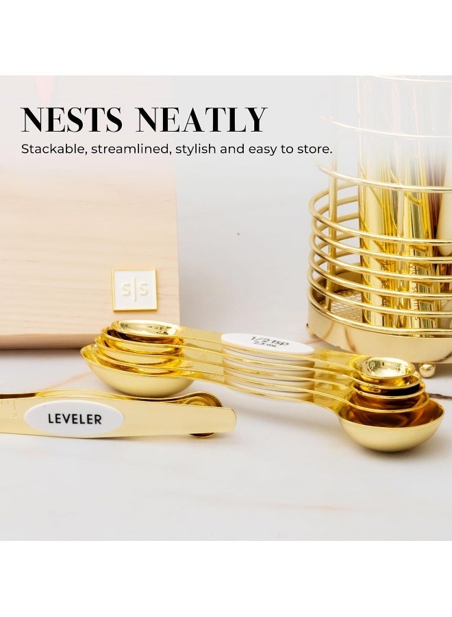 styled settings White And Gold Measuring Spoons Set  - Image 1