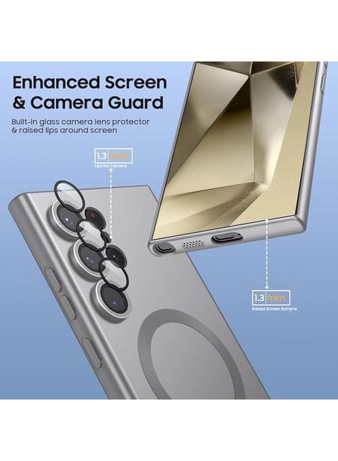 erorex Silicone Magnetic Case For Samsung Galaxy S23 Ultra Compatible With Mag Safe Built In Camera Lens Protector Slim Soft Bumper Shockproof Phone Cover For S23 Ultra Gray  - Image 4