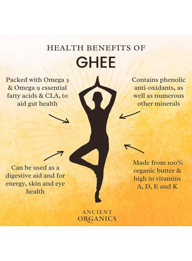Ancient Organics Ghee, Organic Grass Fed Ghee Butter – Gluten Free Ghee, Clarified Butter, Vitamins And Omegas, Lactose Reduced, 100% Certified Organic, Kosher, Usda Certified – 32 Fl Oz (Pack Of 1)  - Image 1