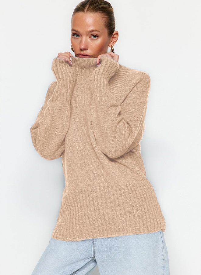 trendyol Mink Wide Pattern Soft Texture Basic Knitwear Sweater - Image 2