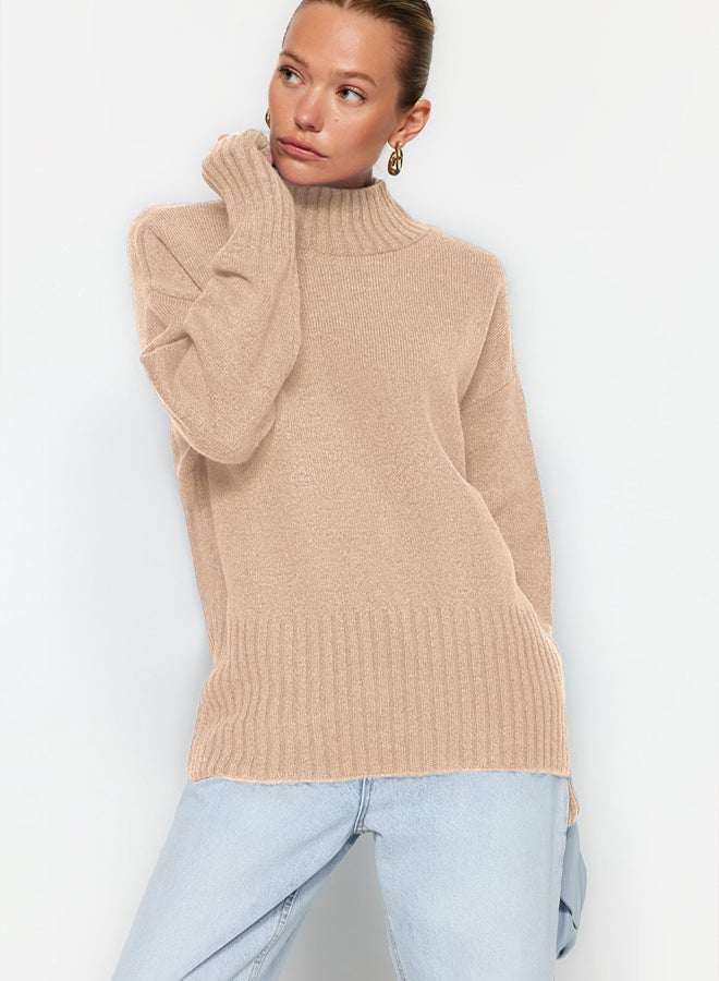 trendyol Mink Wide Pattern Soft Texture Basic Knitwear Sweater - Image 3