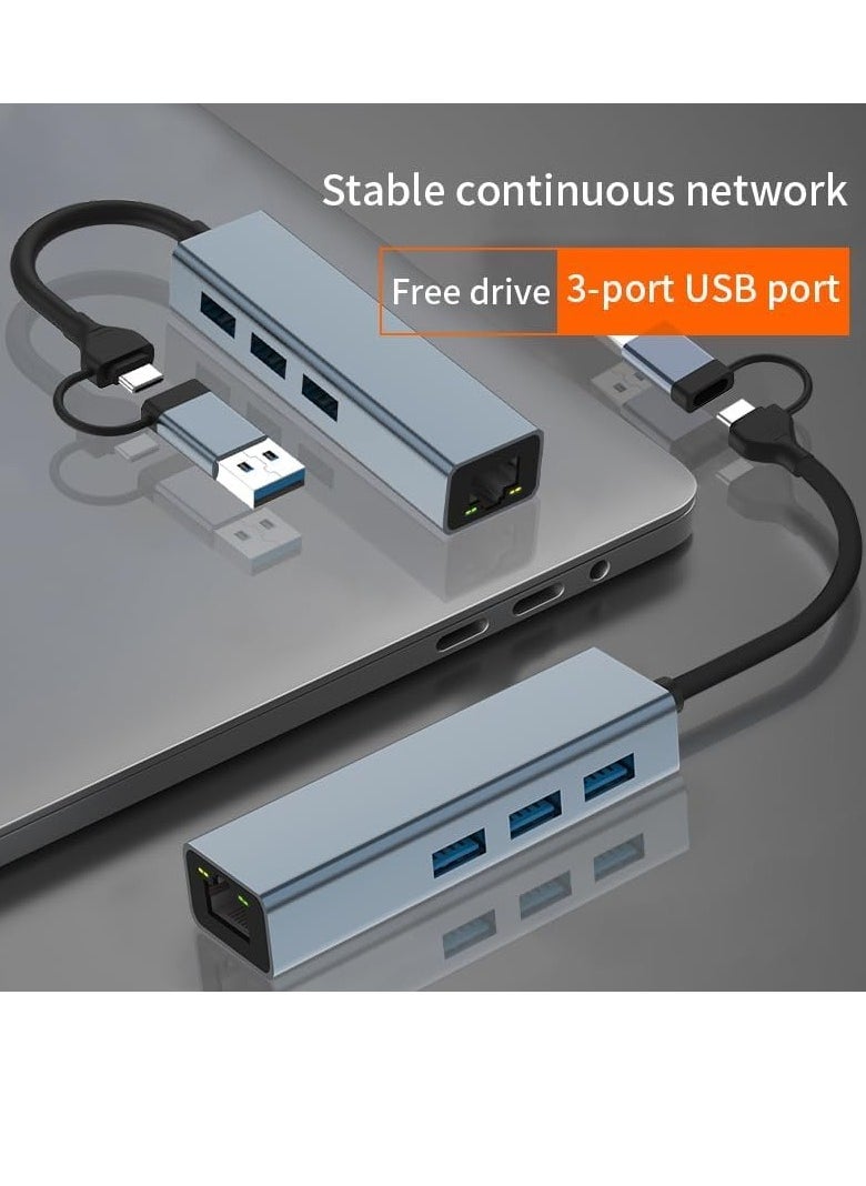 Generic 2 in 1 USB Type C to LAN (Gigabit) Port + USB C to HDMI Ethernet Hub 3 x SD/TF Card Reader USB 3.0, Compatible with USB C Laptops and Other Type C Devices  - Image 2