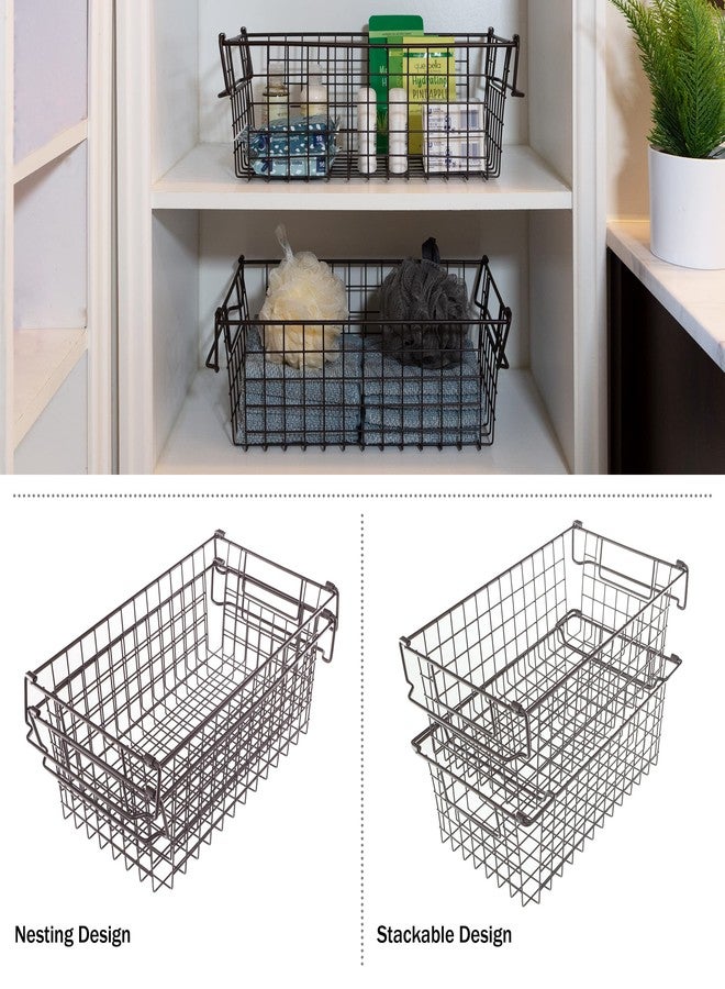 Home-Complete Set of 2 Storage Bins - Basket Set for Toy, Kitchen, Closet, and Bathroom Storage - Medium Shelf Organizers with Handles (Brown) - Image 4