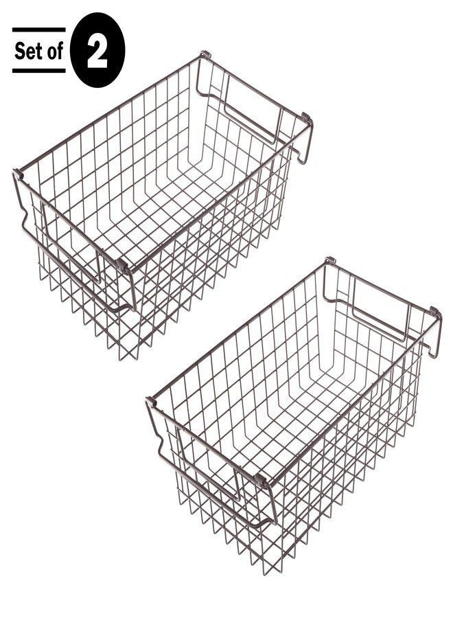 Home-Complete Set of 2 Storage Bins - Basket Set for Toy, Kitchen, Closet, and Bathroom Storage - Medium Shelf Organizers with Handles (Brown) - Image 3