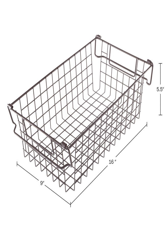 Home-Complete Set of 2 Storage Bins - Basket Set for Toy, Kitchen, Closet, and Bathroom Storage - Medium Shelf Organizers with Handles (Brown) - Image 2