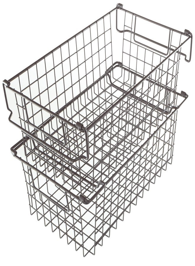 Home-Complete Set of 2 Storage Bins - Basket Set for Toy, Kitchen, Closet, and Bathroom Storage - Medium Shelf Organizers with Handles (Brown) - Image 1