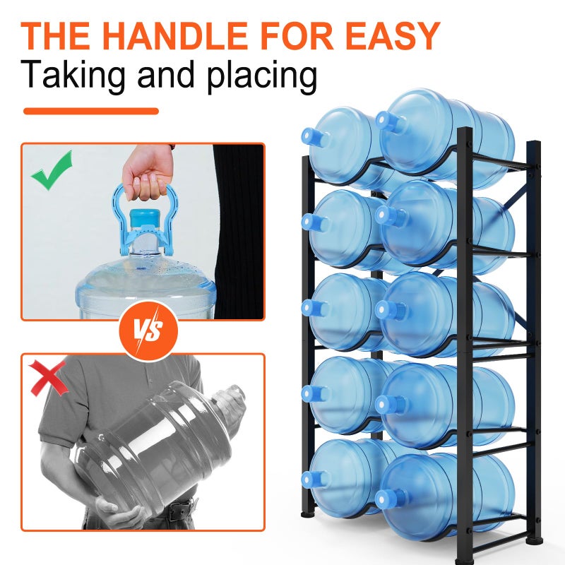 Semoprus 5 Gallon Water Bottle Holder for 10 Bottles, 5 Tiers Double Row Water Jug Holder, Detachable Heavy Duty Water Jug Stand, Water Jug Rack for Office, Kitchen, Garages, Restaurant, and Gym - Image 3