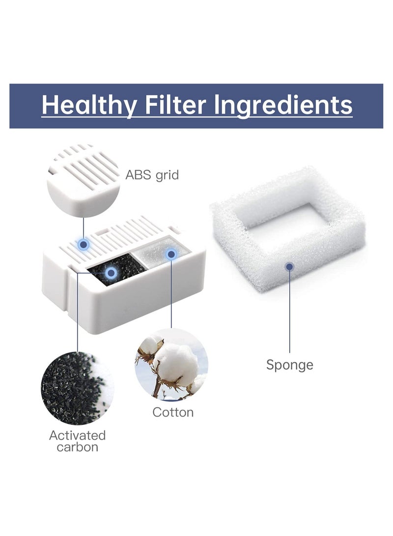 SYOSI Pet Water Fountain Replacement Filters SYOSI 8 Pack Cat Fountain Carbon Filters and 2 Pack Foam Filters for Ceramic Pet Drinking Fountains and Stainless Steel Pet Water Fountains 8+2 Pack  - Image 3