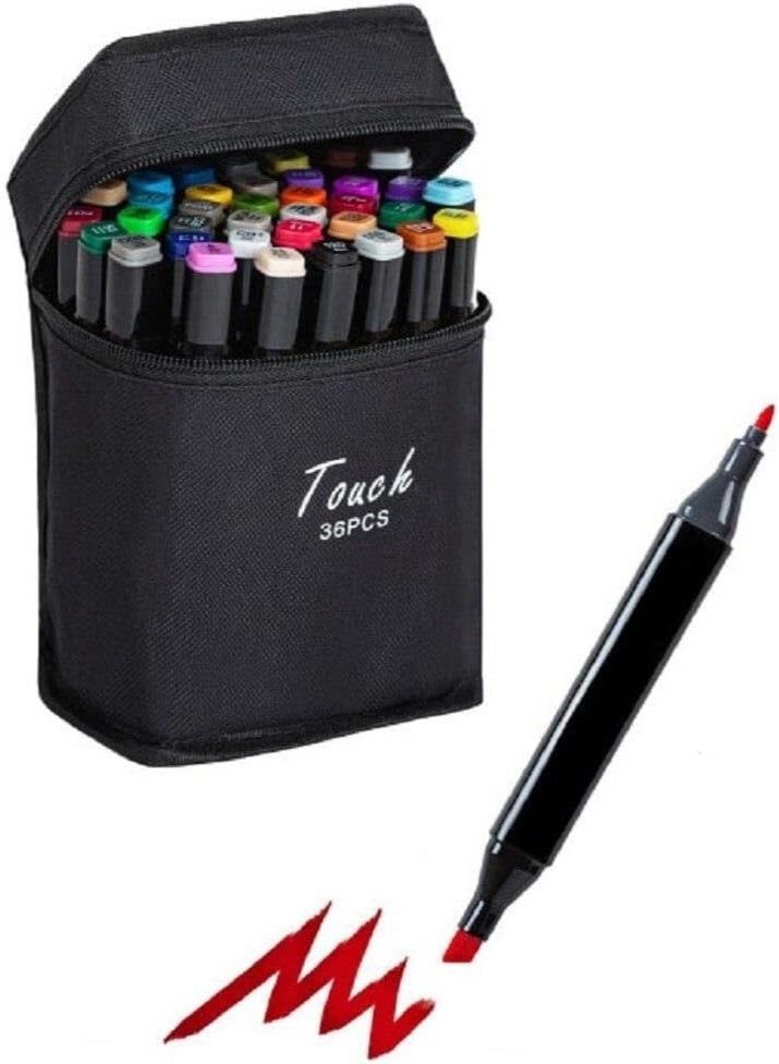 طقم ماركر تلوين 36 لون – أقلام رسم وتحديد متعددة الألوان مع علبة تخزين – مناسب للمدرسة والفن - Image 5