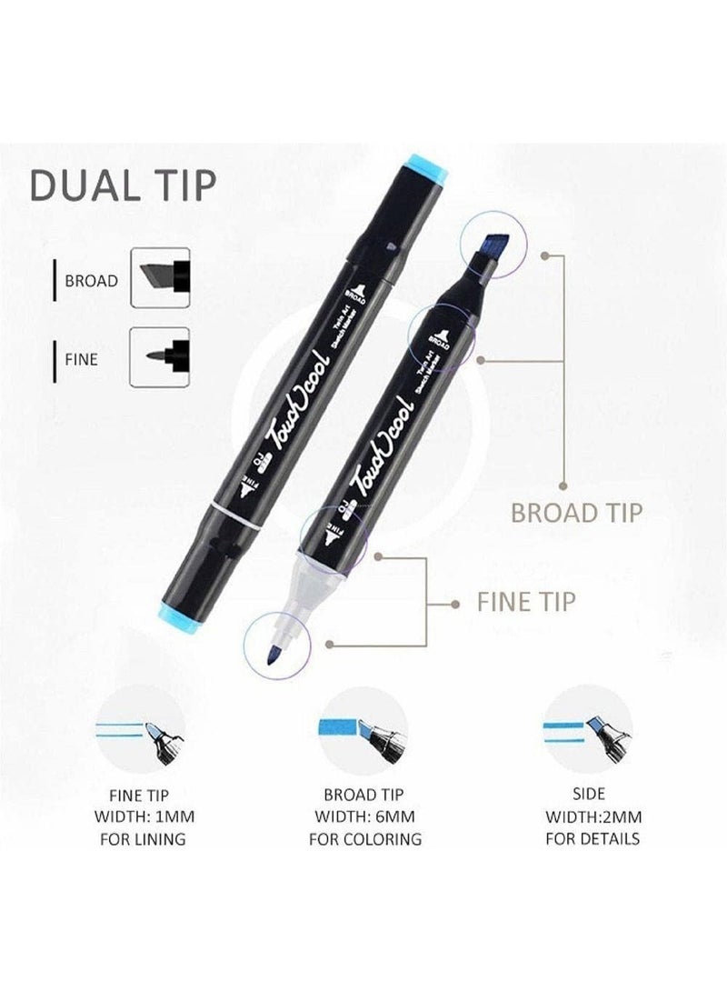 طقم ماركر تلوين 36 لون – أقلام رسم وتحديد متعددة الألوان مع علبة تخزين – مناسب للمدرسة والفن - Image 2