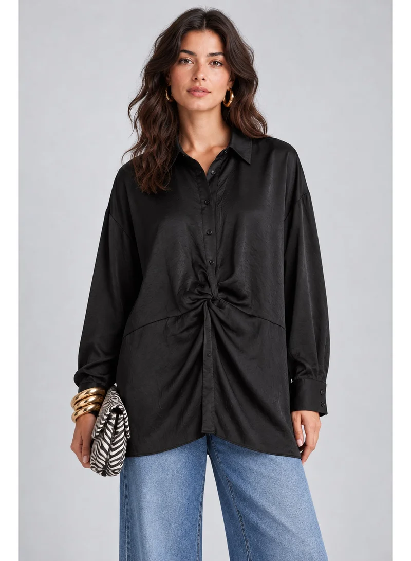 فيرو مودا VMAMAYA Long Sleeve Knot Detail Shirt Woven
