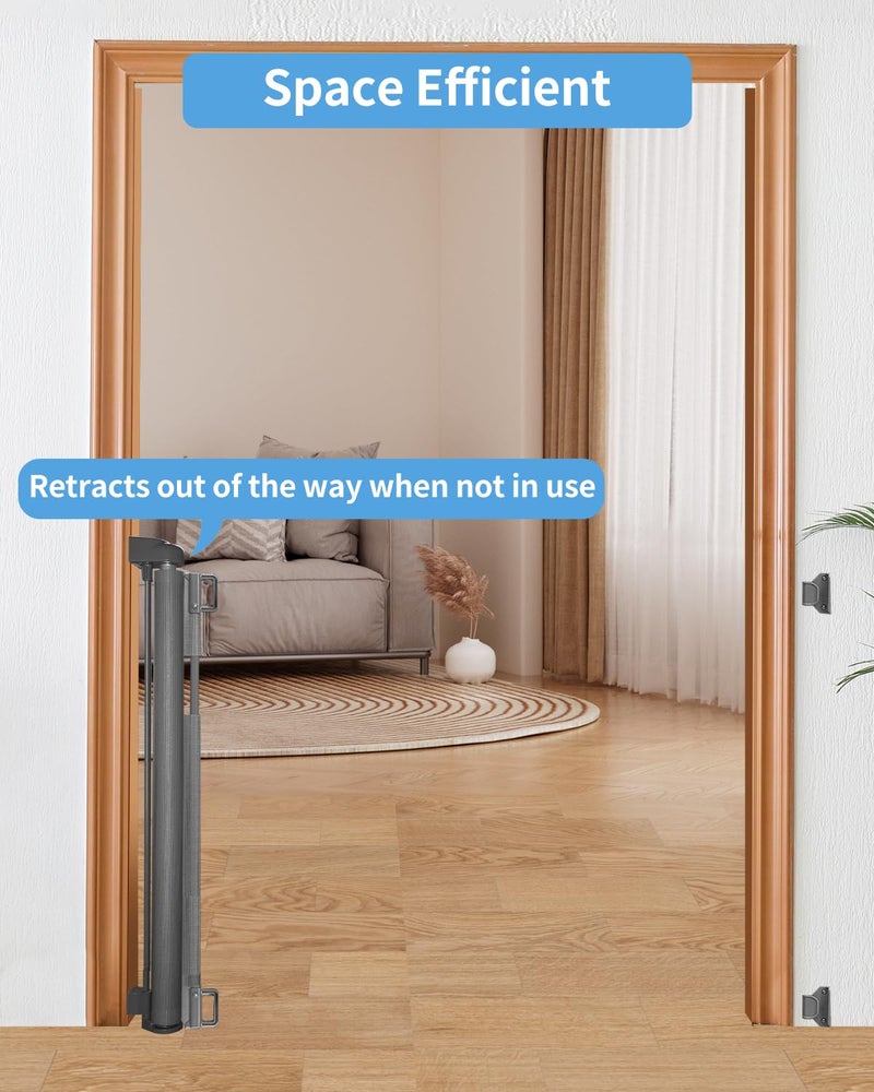 Veraste Retractable Baby Gate for Doorways and Stairs, Mesh Safety Gate for Pet, Indoor & Outdoor Use, One-Hand Operation, Easy Installation, 33.6" Tall, Expands to 55" Wideï¼ˆGrey,33.6"x55" - Image 4