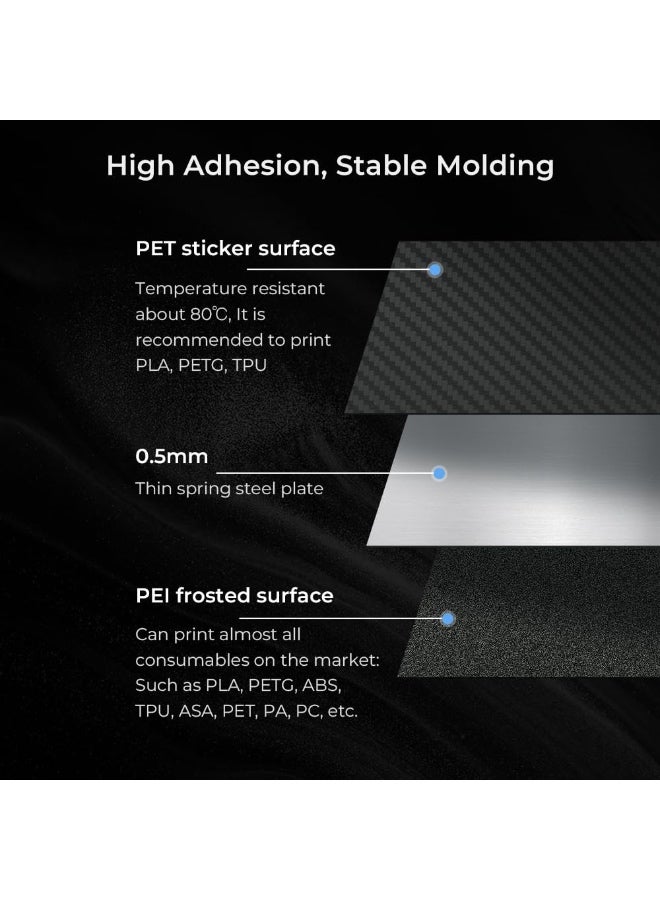 لوحة طباعة مغناطيسية من الفولاذ النابض – وجه مزدوج بسطح PET لامع وPEI مطفي، إزالة القطع بيد واحدة، تتحمل حرارة حتى 120°C، تركيب بدون أدوات. - Image 4