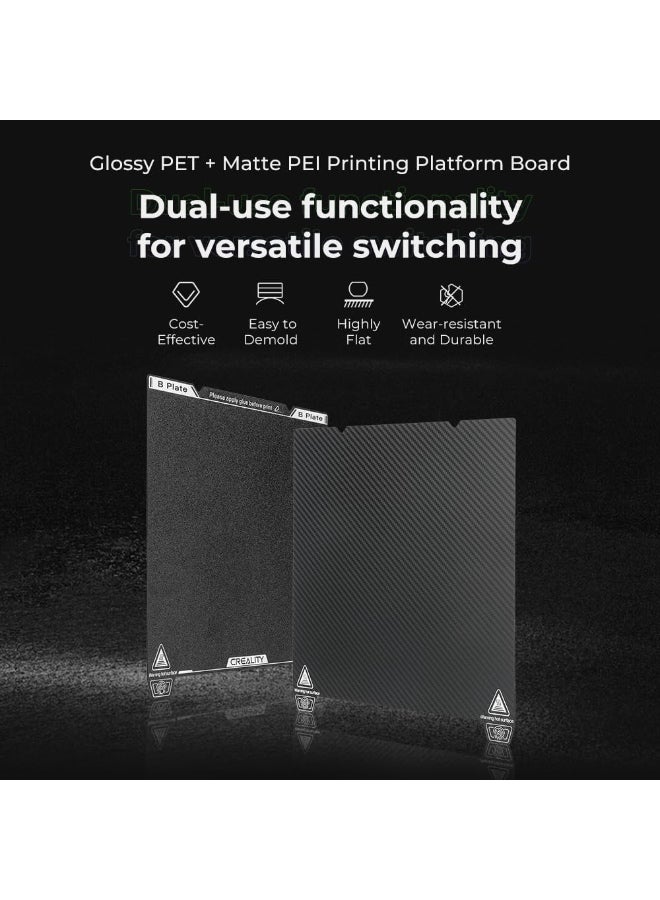لوحة طباعة مغناطيسية من الفولاذ النابض – وجه مزدوج بسطح PET لامع وPEI مطفي، إزالة القطع بيد واحدة، تتحمل حرارة حتى 120°C، تركيب بدون أدوات. - Image 2