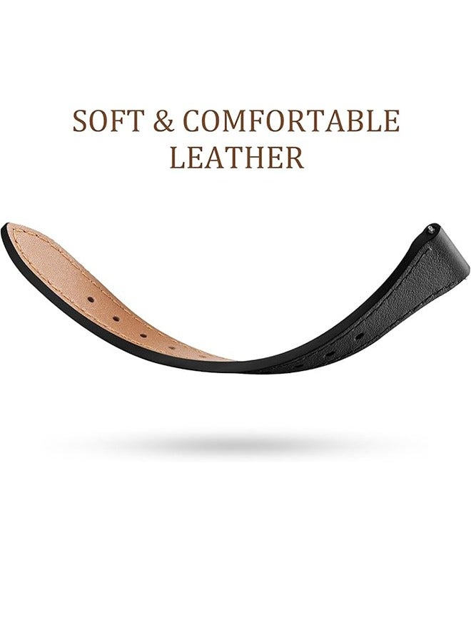 Ultra-Thin Leather Watch Band Compatible With Samsung Galaxy Watch 7 Watch Band/Watch FE 6 5 4 40mm 44mm/Watch 5 Pro Watch Band 45mm/Galaxy Watch 6 Classic 43mm 47mm, Top Grain Genuine Leather 20mm Watch Band For Women - Image 3
