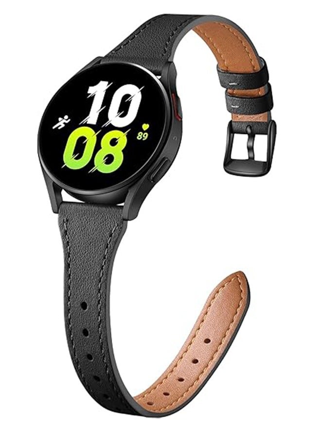 Ultra-Thin Leather Watch Band Compatible With Samsung Galaxy Watch 7 Watch Band/Watch FE 6 5 4 40mm 44mm/Watch 5 Pro Watch Band 45mm/Galaxy Watch 6 Classic 43mm 47mm, Top Grain Genuine Leather 20mm Watch Band For Women - Image 1