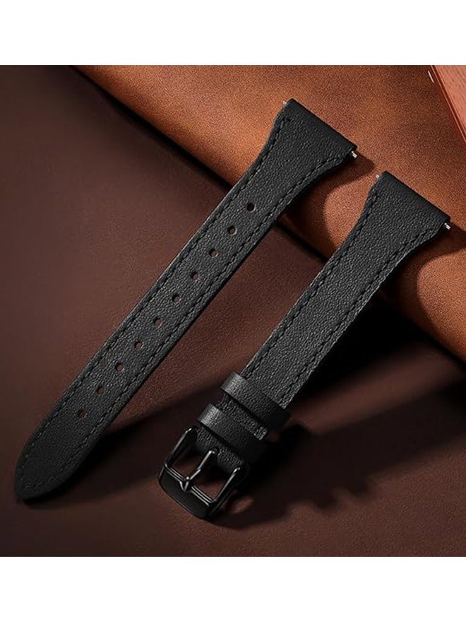Ultra-Thin Leather Watch Band Compatible With Samsung Galaxy Watch 7 Watch Band/Watch FE 6 5 4 40mm 44mm/Watch 5 Pro Watch Band 45mm/Galaxy Watch 6 Classic 43mm 47mm, Top Grain Genuine Leather 20mm Watch Band For Women - Image 4