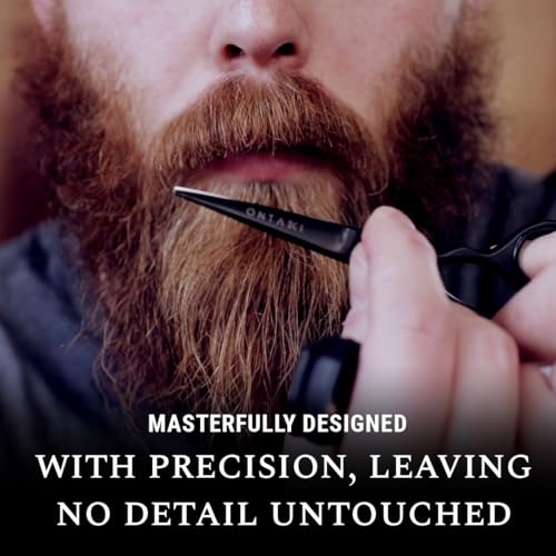 Ontaki Professional Beard Scissors for Men - 5 in Hand-Forged Black 410C German Steel - Includes 2 Combs & PU Pouch - Beard & Mustache Grooming Kit - Image 4