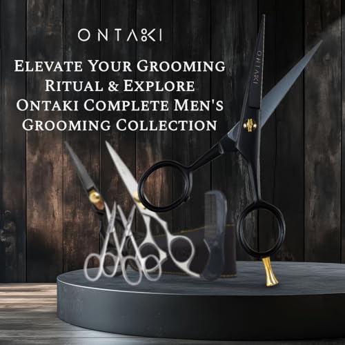 Ontaki Professional Beard Scissors for Men - 5 in Hand-Forged Black 410C German Steel - Includes 2 Combs & PU Pouch - Beard & Mustache Grooming Kit - Image 5