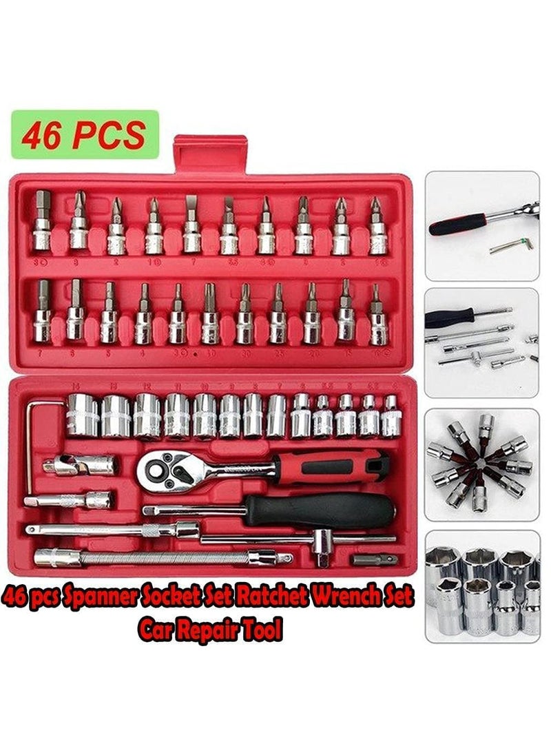 SONANI SONANI 46_in_1 Piece Tool Kit and 46 in 1 Screwdriver and Socket Set and Car Repair Tool Ratchet Wrench Set Hand Tool Red  - Image 2