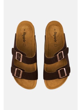 Algspar Men Double Monk Strap Slip On Cork Sandals, Dark Brown  - Image 3