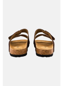 Algspar Men Double Monk Strap Slip On Cork Sandals, Dark Brown  - Image 2