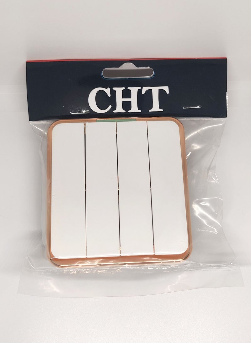 CHT 4 Gang Wall Switch White/Gold - Image 2