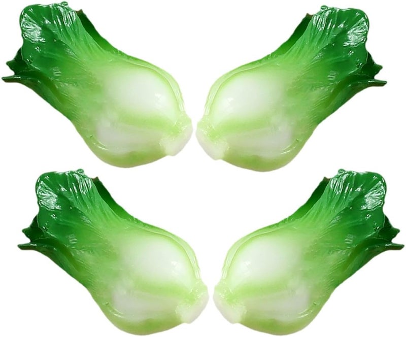 4pcs Mini Artificial Vegetable Decor Set, Realistic Resin Miniature Green Vegetables for Home Kitchen Decoration and DIY Craft Display - Image 1