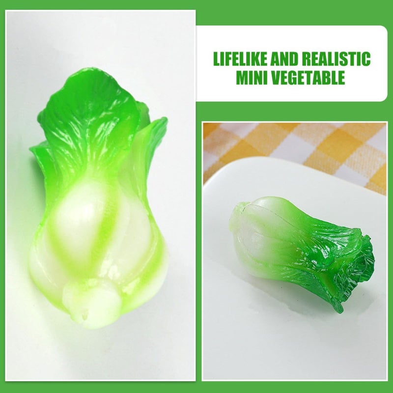 4pcs Mini Artificial Vegetable Decor Set, Realistic Resin Miniature Green Vegetables for Home Kitchen Decoration and DIY Craft Display - Image 5
