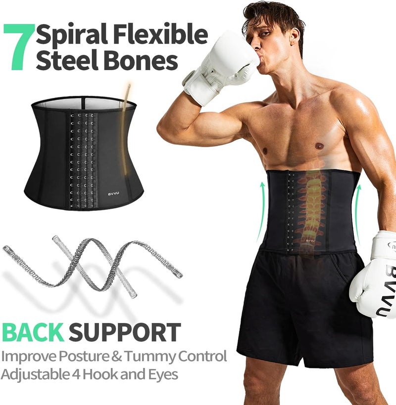 BVVU Waist Trainer for Men Waist Trimmer Tummy Control Sauna Sweat Belt Stomach Wrap Lower Belly Fat Back Support - Image 4