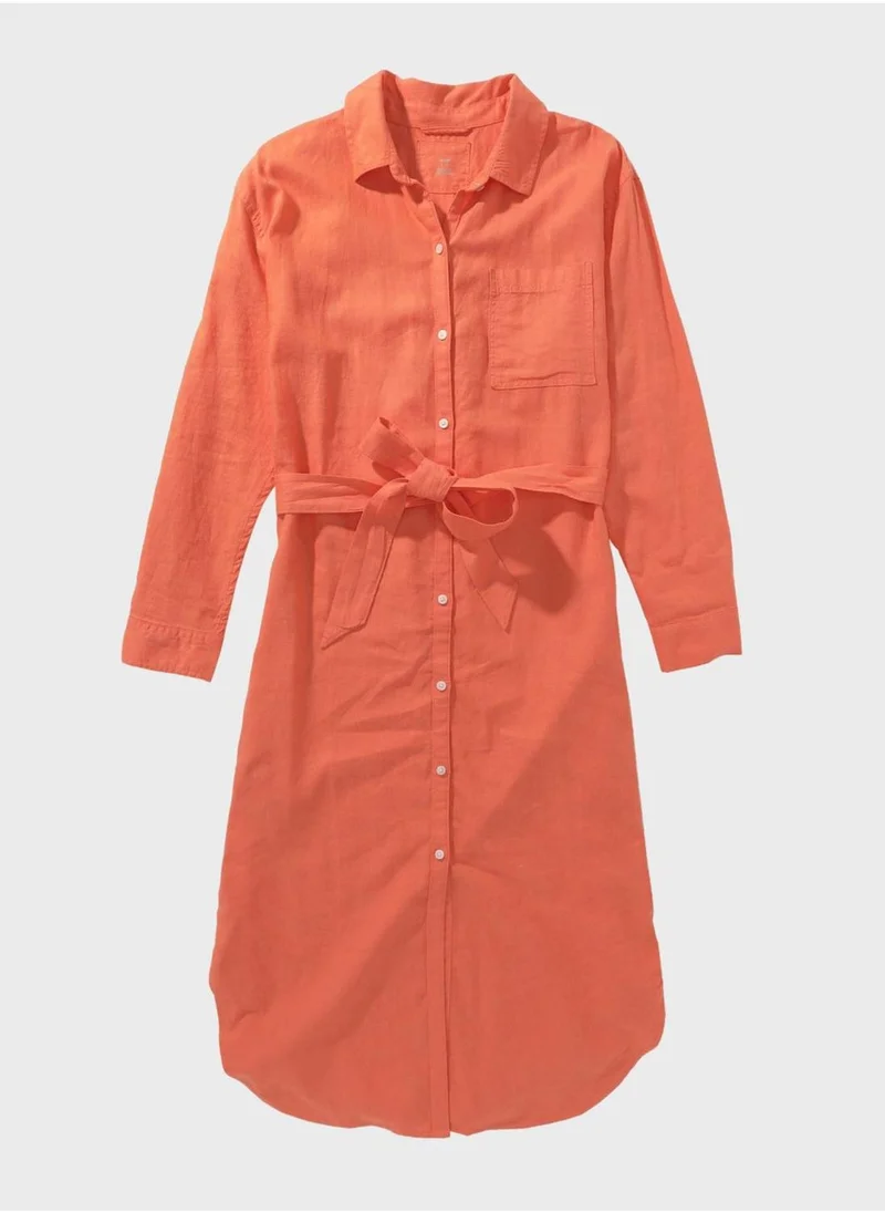 Aerie Tie Detail Button Down Dress