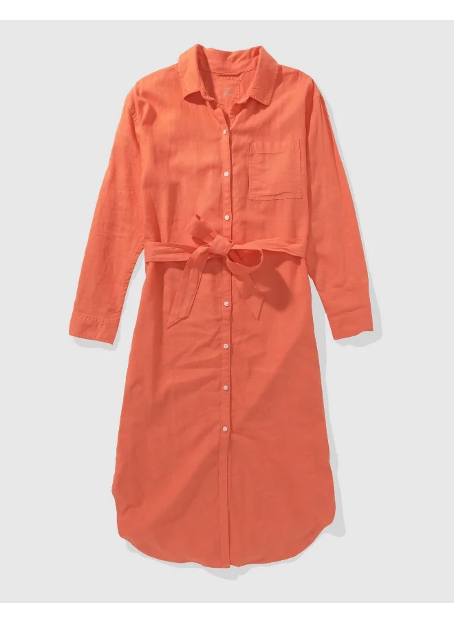 Aerie Tie Detail Button Down Dress