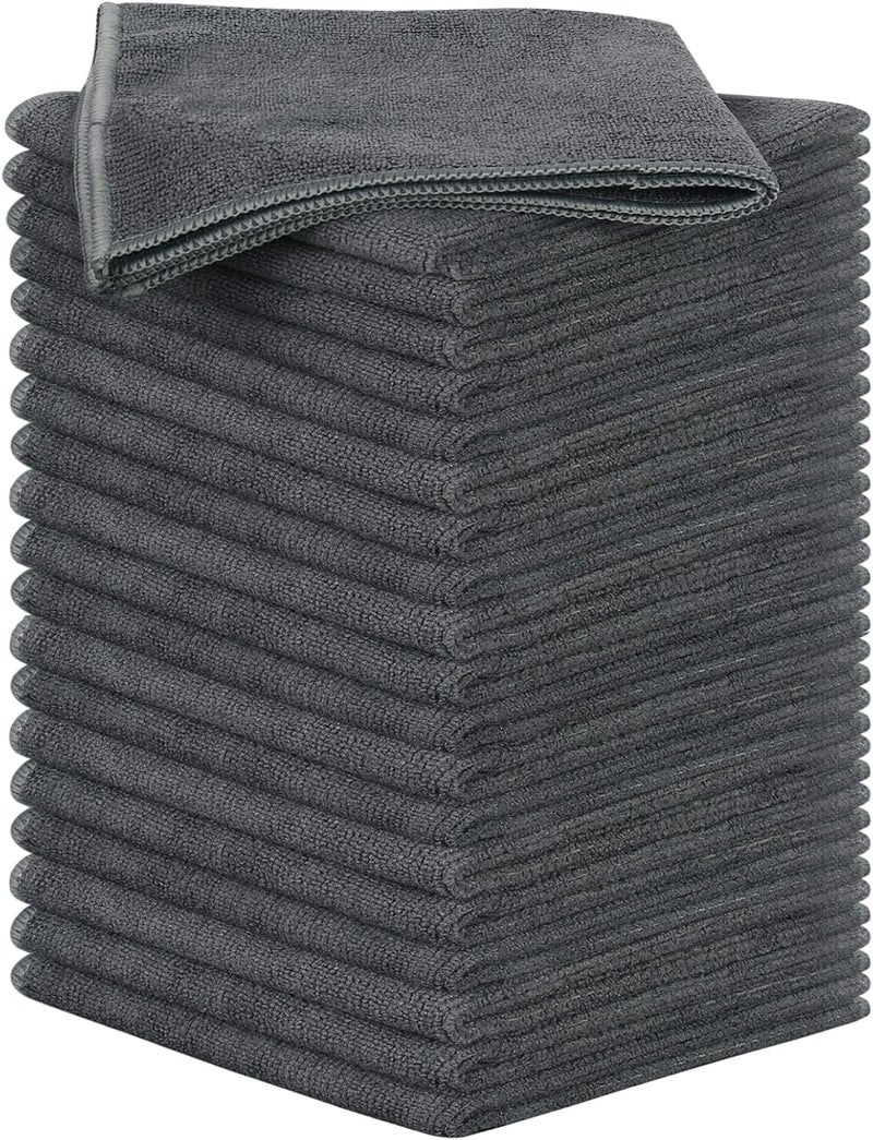 SINLAND Microfiber Rag Absorbent Cleaning Cloth Kitchen Dish Cloth Quick Dry Streak Free Dish Rags Glass Cloths 12inchx12inch 20 Pack Grey - Image 1