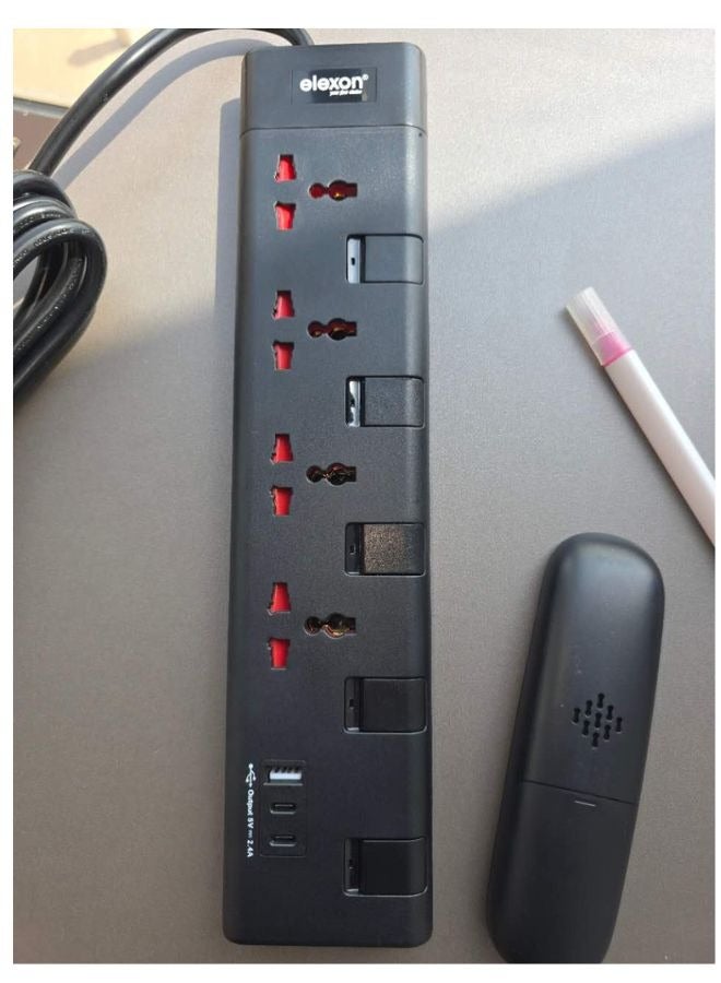 ELEXON Power Extension Board with 4 AC Sockets, 1 USB Ports and 2 C type Ports, Surge Protection, Flame-proof Material, Child Safety Shutters, Ideal for Charging Multiple Devices, 3 Meter Cord Black - Image 5